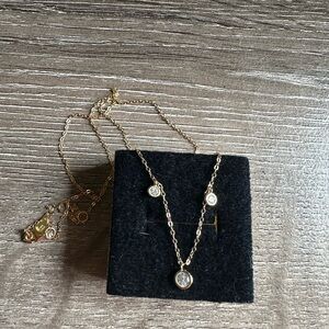 Elegant Gold Vermeil Station Necklace 16 inches